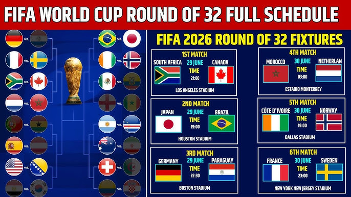 Jadwal Babak 32 Besar Piala Dunia FIFA 2026 Resmi Dikonfirmasi